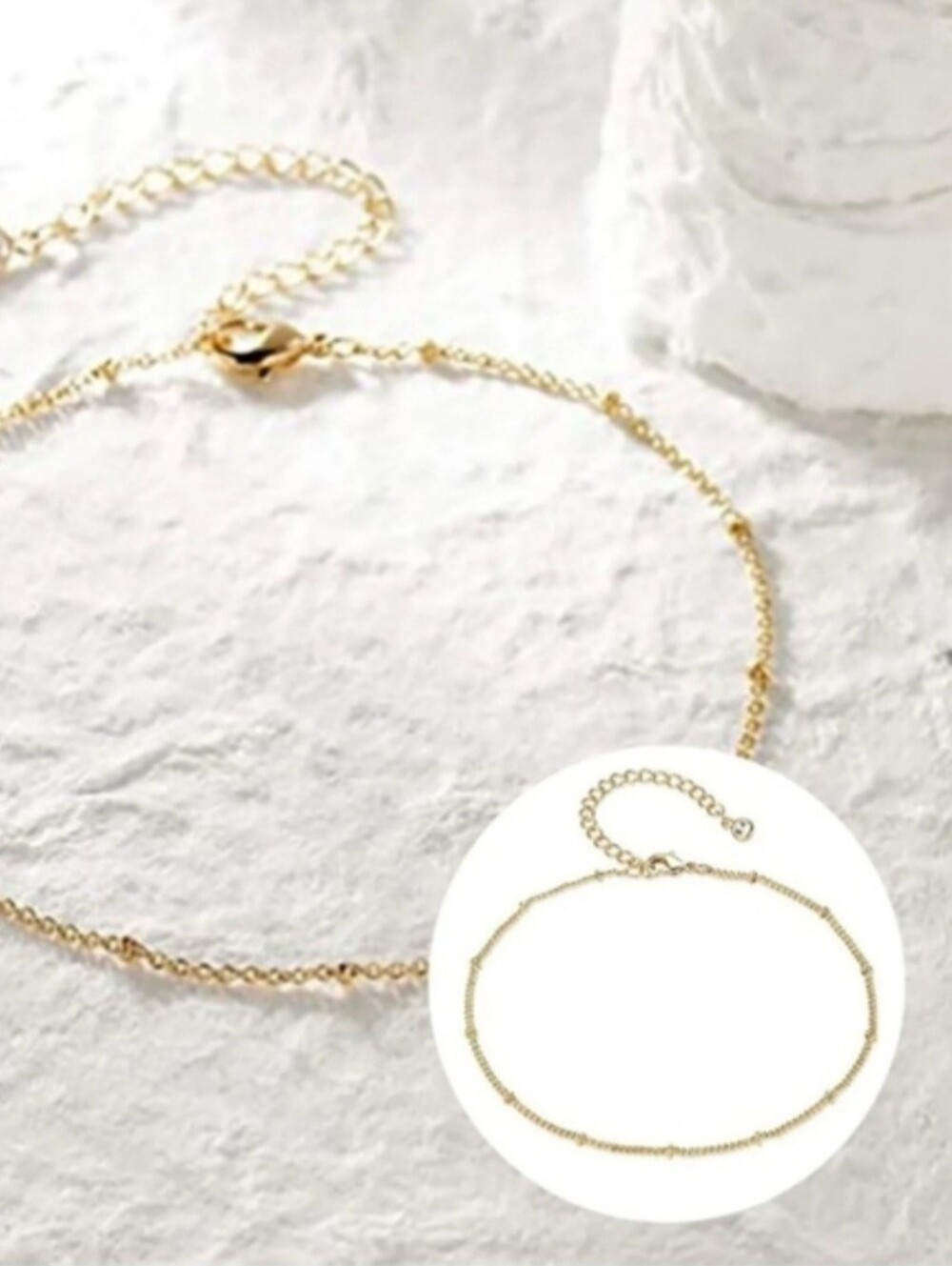 Dainty Gold Satalight Chain Beaded Adjustable Ankle Bracelet Anklet Tiny Beads - Picture 9 of 11
